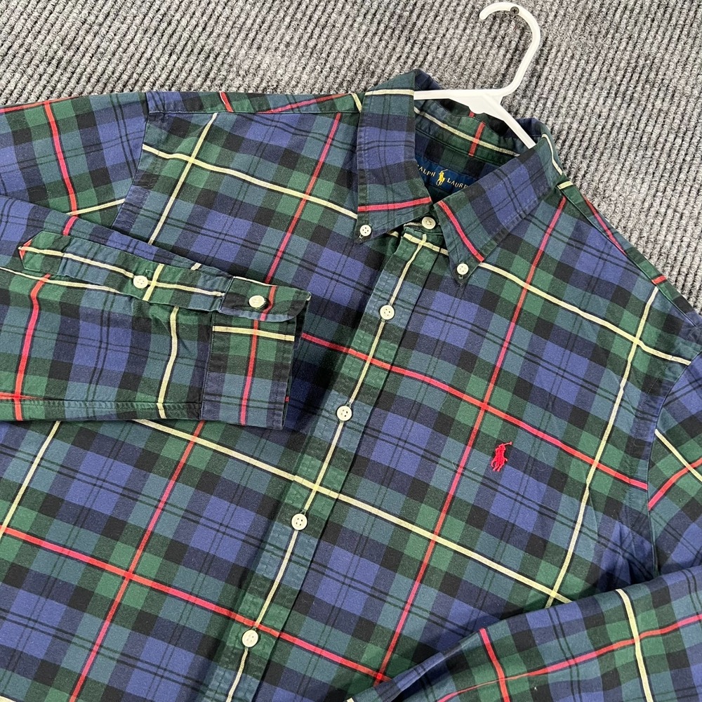 Ralph Lauren Shirt Mens XL Extra Large Blackwatch Plaid Long Sleeve Button Down